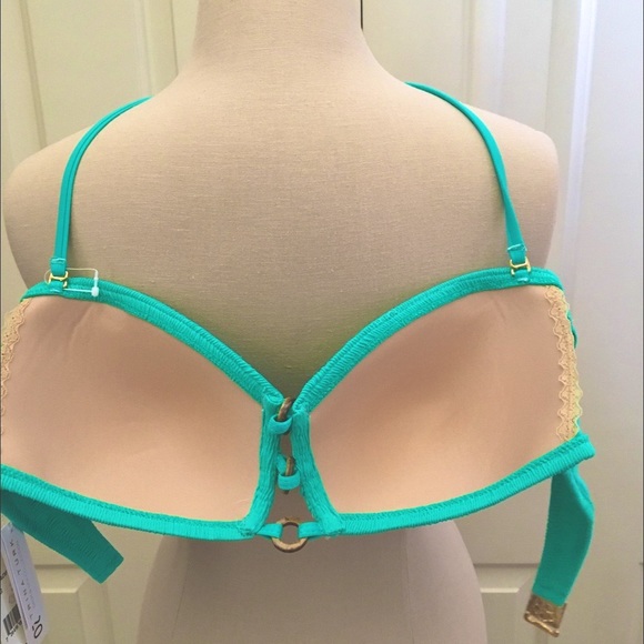 NWT TRINA TURK Cabana Teal Bikini Top SZ 8 - Picture 8 of 11